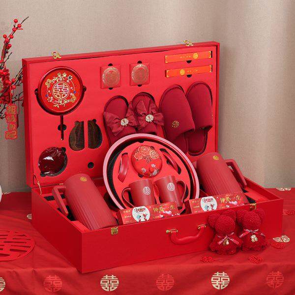 品结婚陪嫁礼盒用品女喜全套大全套装物聚宝盆备婚妆嫁婚庆方箱