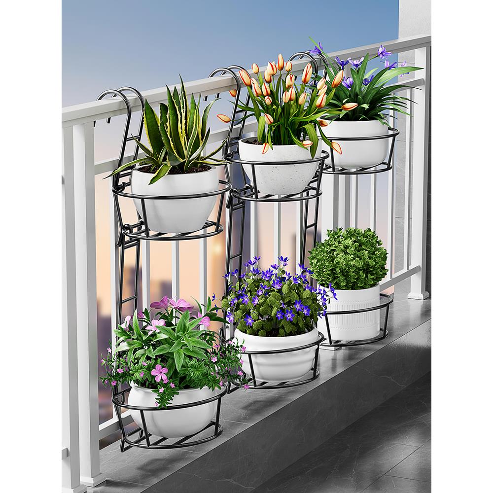 花架置物架阳台2025新款栏杆护栏悬挂式创意多层室内封闭花盆挂钩