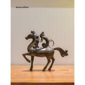 铜马摆件 铜工艺品 马到成功 马上封侯猴摆件马上有钱猴 骑猴马
