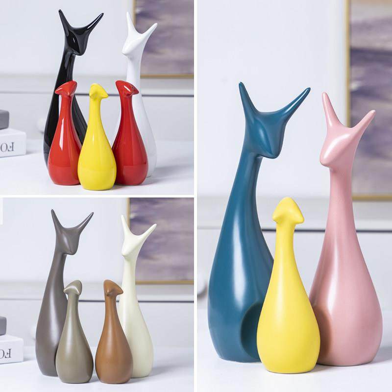 三口之家鹿陶瓷器客厅摆件酒柜高档装饰品办公室桌面摆设结婚礼物,家居饰品,装饰摆件,淘宝优惠券,粉丝福利购,淘宝优惠卷