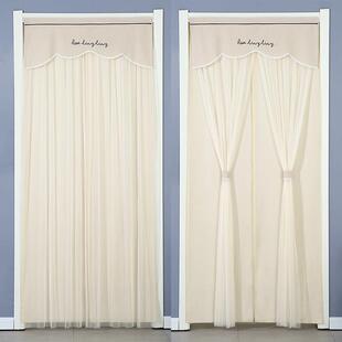 蕾丝飘纱门帘卧室布艺家用夏季防蚊纱帘双层免打孔四季装饰隔断帘