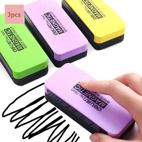3Pcs Magnetic White Board Eraser Drywipe Marker Cleaner Abso