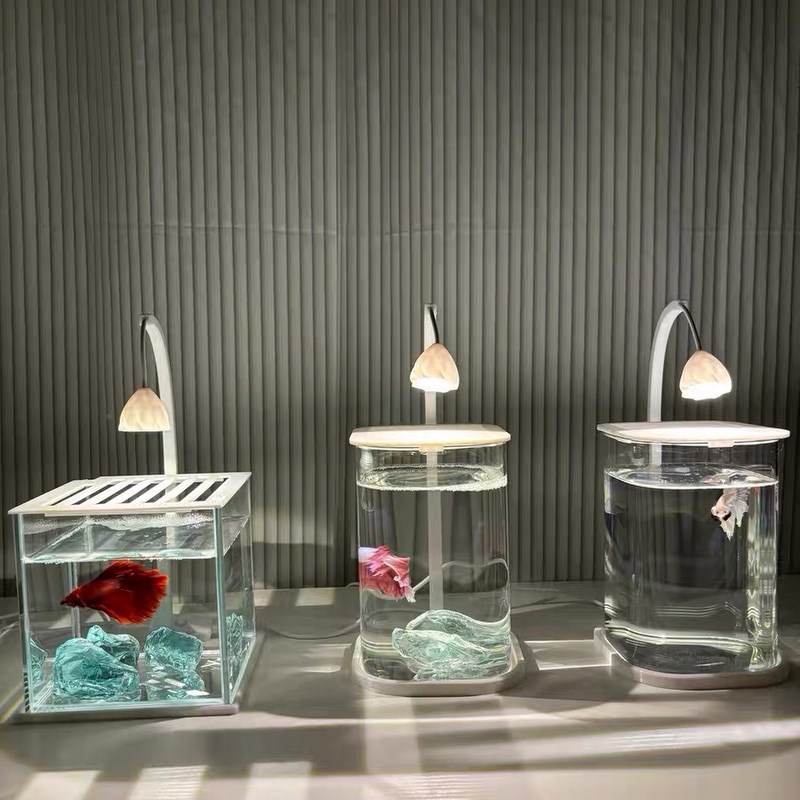 斗鱼专用鱼缸桌面小鱼缸小型超白玻璃方缸迷你客厅书桌造景创意水