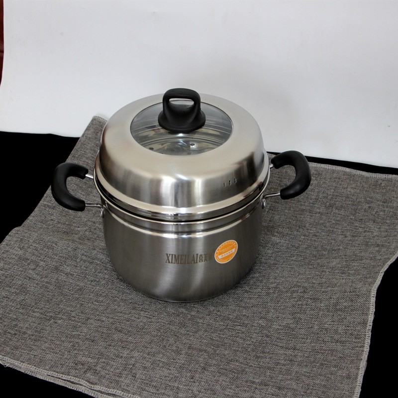 不锈钢蒸锅日式家用蒸煮脱糖蒸饭两双层隔水蒸煮锅小蒸锅多用汤锅