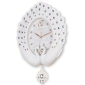 孔雀装 钟表个性 饰电子时钟家用静音挂表 挂钟简约创意客厅时尚 欧式