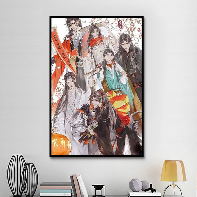 墨家三宝数字油画diys填色天官赐福古风耽美谢怜花城客厅装饰挂画