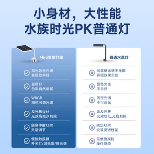 尼特利水族时光鱼缸灯LED全光谱mini支架灯盘水草灯爆藻小缸专用