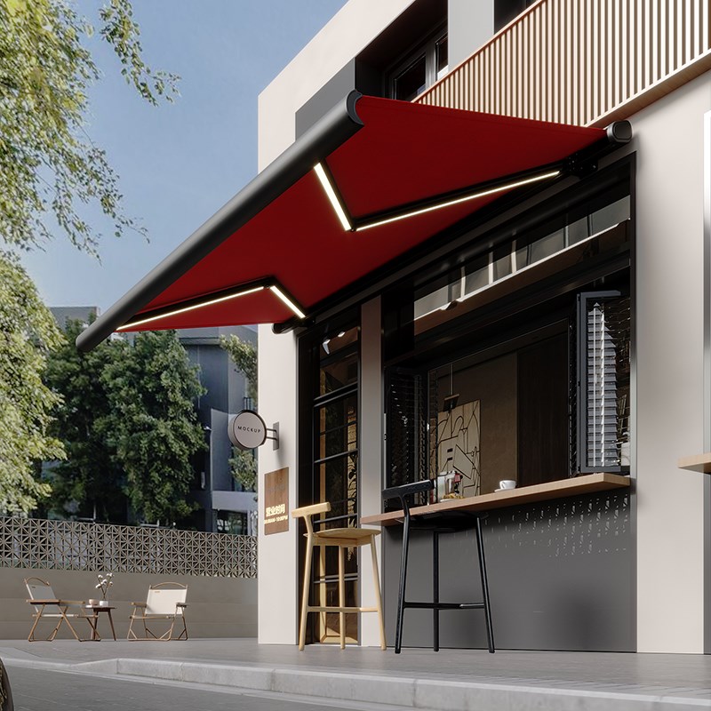 全盒伸缩式雨棚遥控电动别墅户外遮阳棚庭院阳台露台雨搭可定制