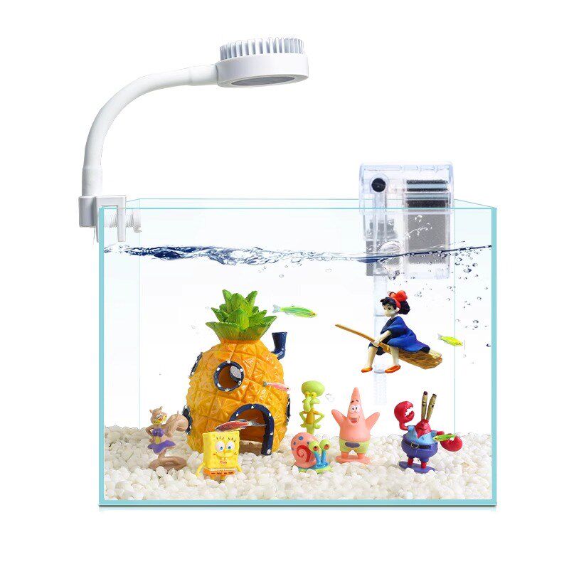 鱼缸小型客厅超白玻璃缸生态缸氧气泵过滤器一体机金鱼缸造景全套