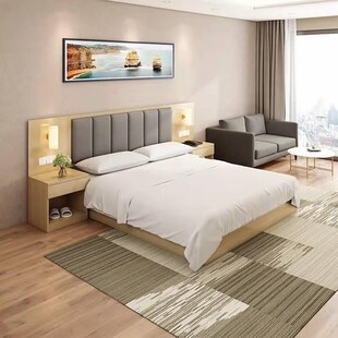 酒店家具标间全套定制床箱五星级全季汉庭客房双床民宿宾馆专用床
