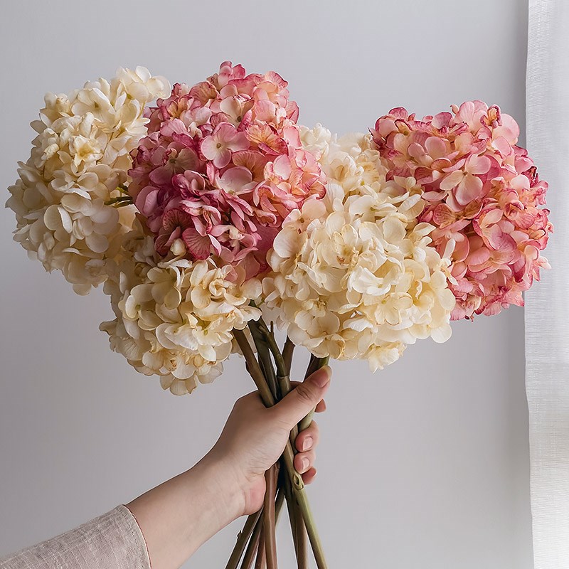 复古大绣球-火烧焦边仿干花仿真花婚庆绢花装饰客厅单只摆放软装