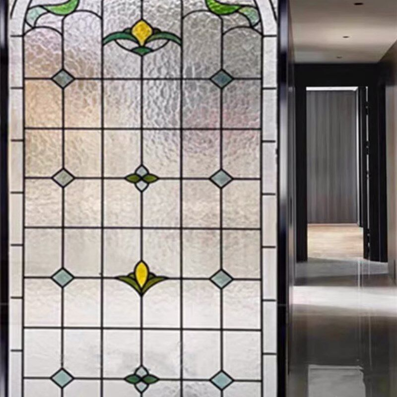 定制彩绘钢化玻璃艺术教堂焊接镶嵌欧式门窗吊顶隔断透光面效果