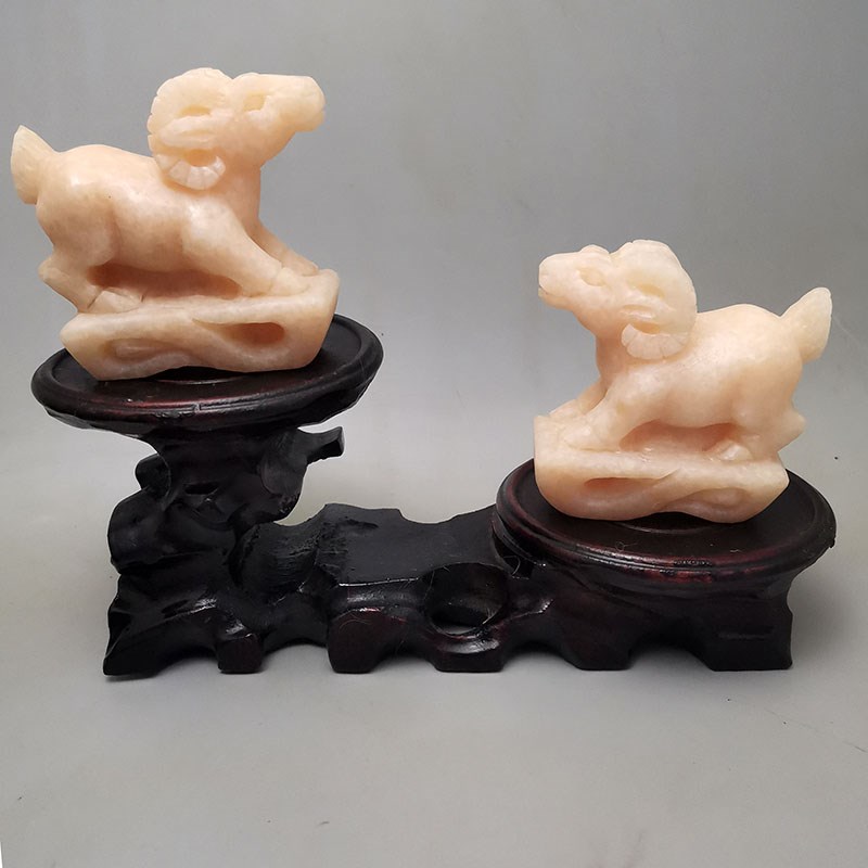 九羊献瑞石雕摆件 属马人家居卧室客厅书桌中式吉祥摆设