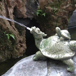 假山鱼池喷水 陶瓷龙头龟 水族鱼缸园林园艺家居造景装饰