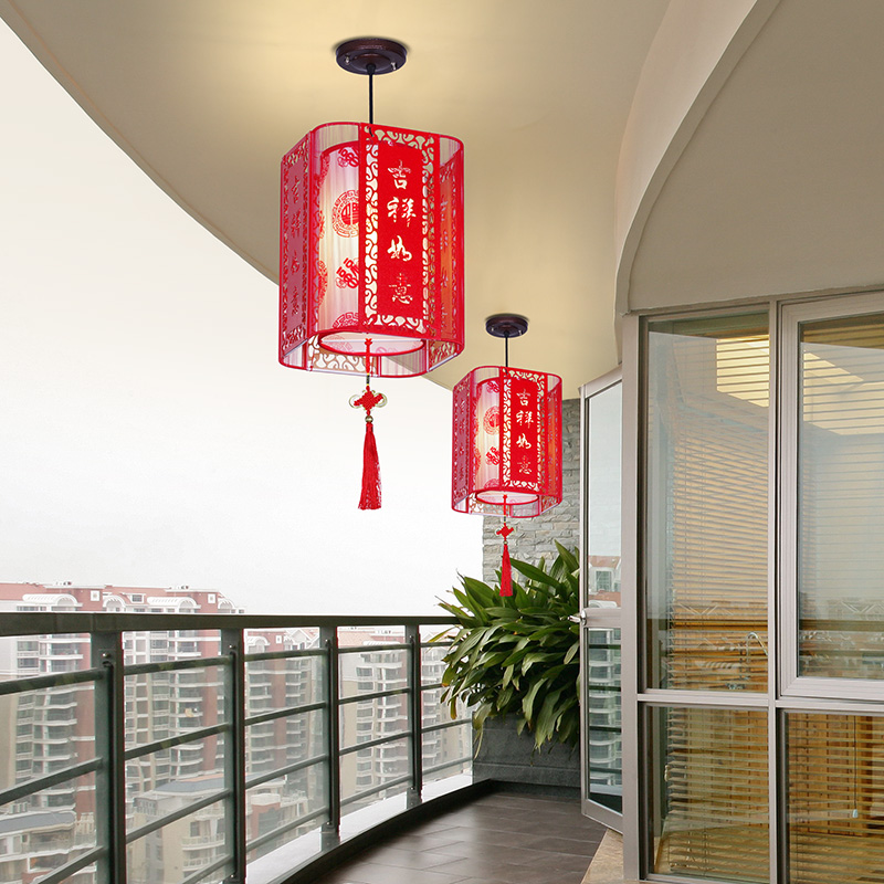 中式小吊灯 火锅饭店餐厅吧台灯具 走廊过道阳台中国风创意红灯笼