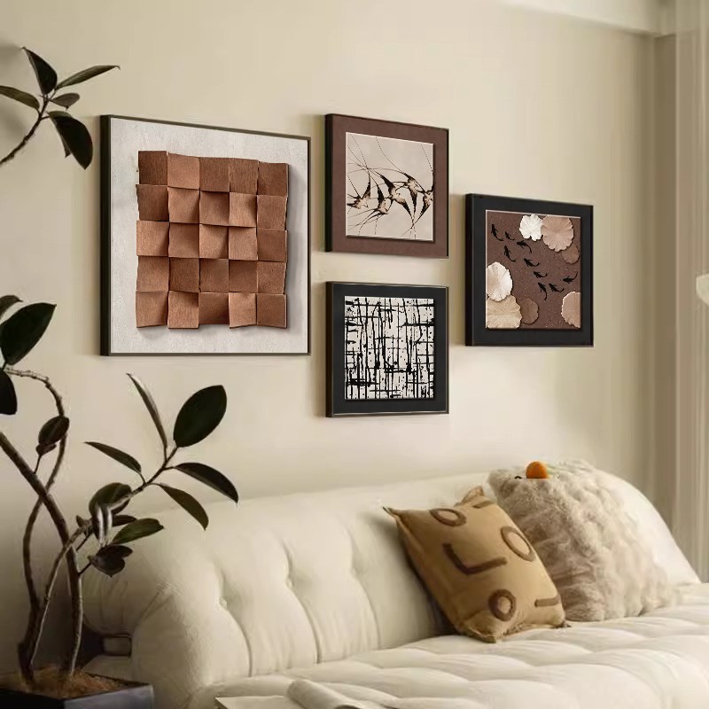 中古风法式小众艺术挂画沙发背景墙壁画抽象客厅高级感卧室装饰画