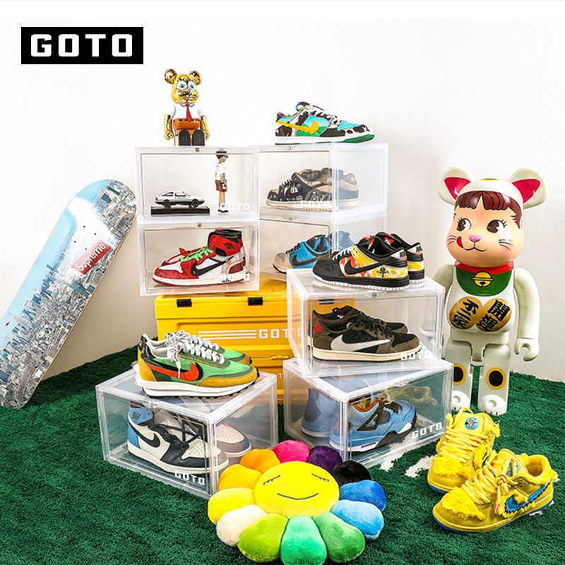 GOTO鞋盒多功能创意收纳盒透明球鞋收纳侧开防氧化网红收纳鞋架子