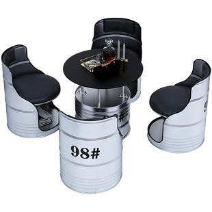 油桶洽谈接待办公沙发卡座舞蹈室休息区工业风奶茶店餐厅桌椅组合