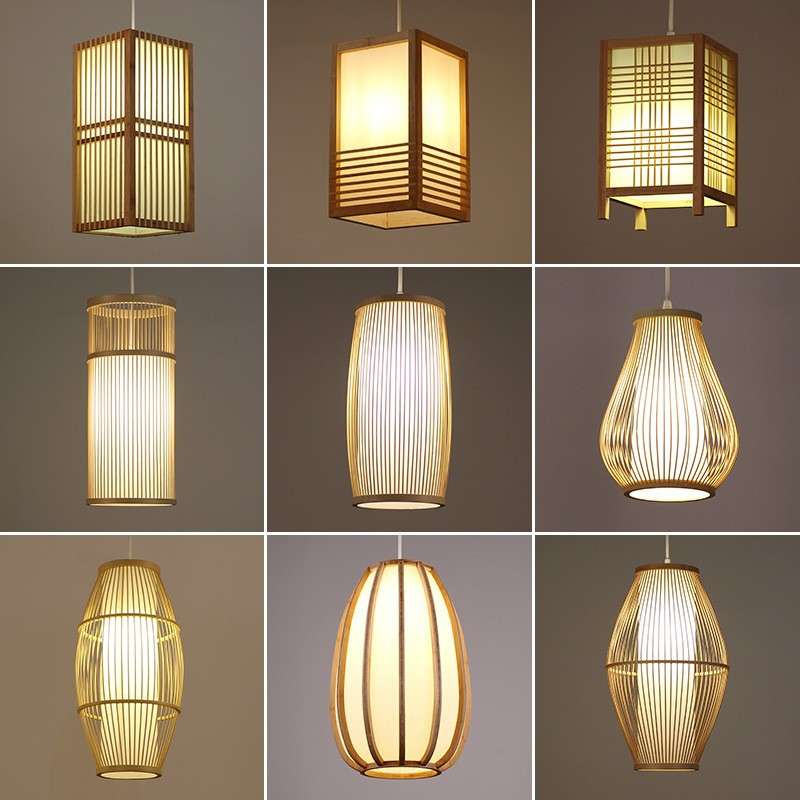 竹编吊灯羊皮纸日式吊灯民宿酒店灯现代简约风装饰灯饰藤艺氛围感