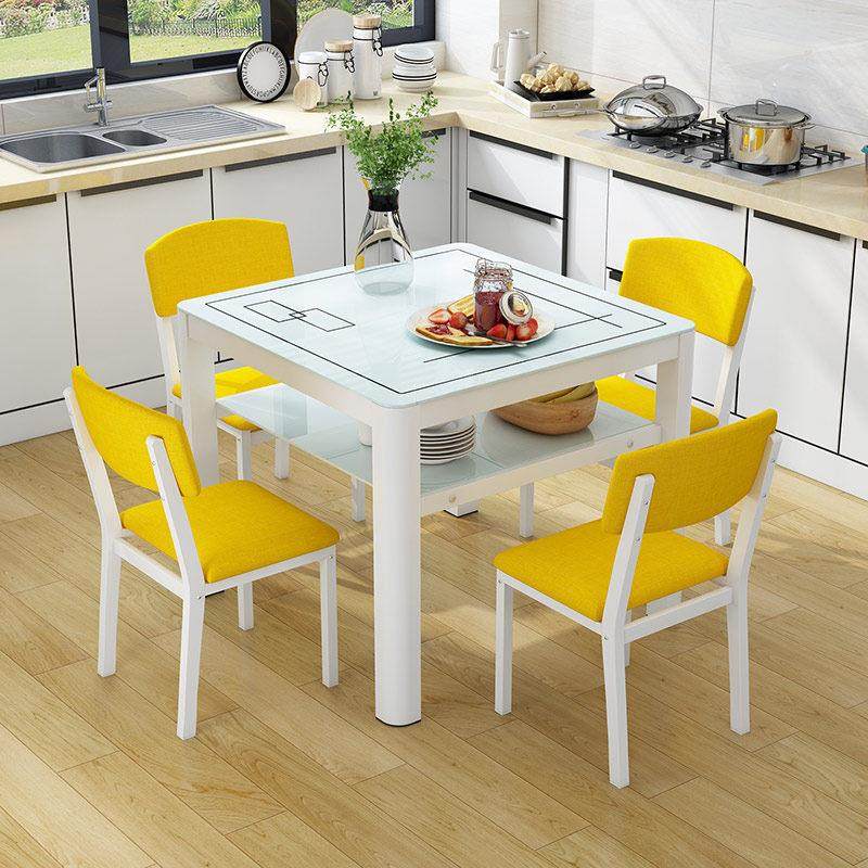 餐桌椅组合4人6人长方形家用餐桌现代简约小户型方桌钢化玻璃饭桌,住宅家具,玻璃餐桌,淘宝优惠券,粉丝福利购,淘宝优惠卷