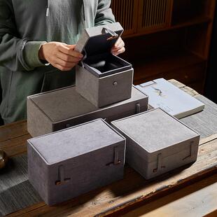 灰色海绵对碗对杯瓷盘杯子礼品包装盒分格空盒棉绒布料圆角做工