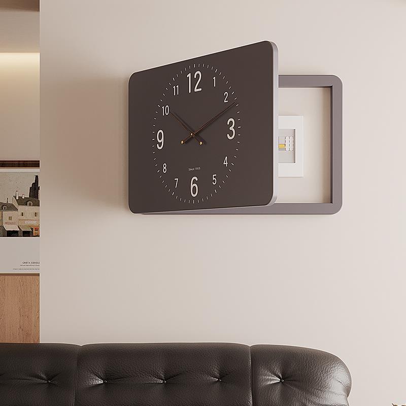 2025新款现代简约多功能带钟遮丑配电箱挂钟时钟弱电电表箱装饰画