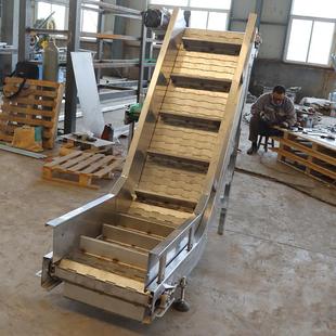 不锈钢链板提升机铸造件上料传送机果蔬清洗上料爬坡输送机传送带