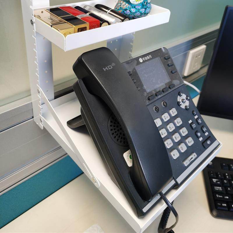 办公桌屏风工位挂式桌面上收纳电话机置物架文件电话机放置架支架