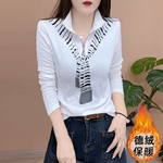 双面德绒时尚秋冬韩版半拉链打底衫女装新款修身减龄长袖上衣T恤