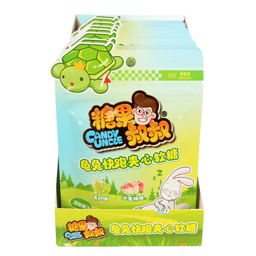 阿麦斯糖果叔叔龟兔快跑夹心软糖(青提+水蜜桃)70g盒装