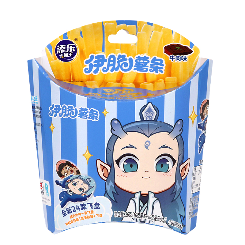 添乐卡通王哪吒伊脆薯条26gx36盒零食休闲食品批发糖果玩具超市