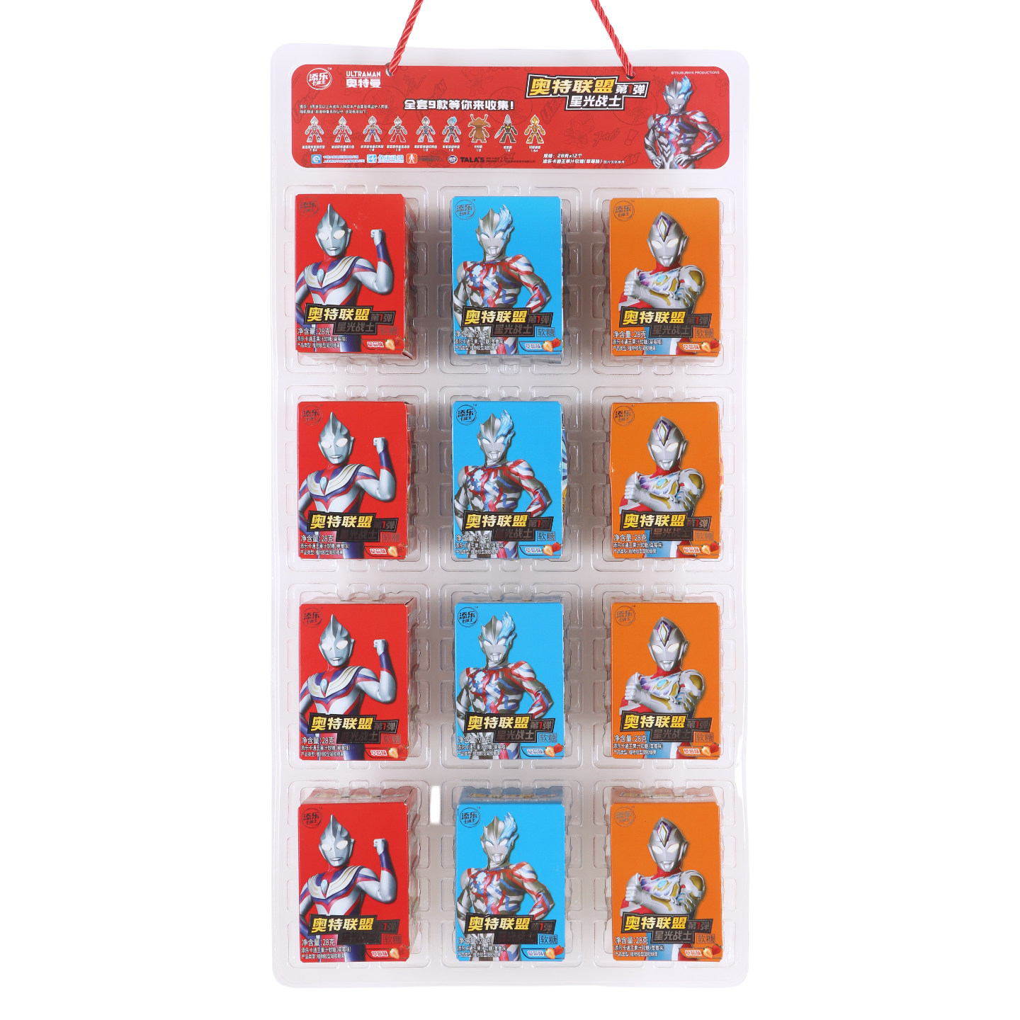 添乐卡通王果汁软糖奥特联盟第1弹28g*12个草莓味益智玩具