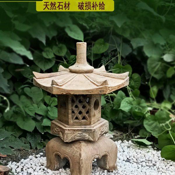 石灯笼太阳能石灯日式庭院仿古中式户外花园防水景观禅意石头摆件