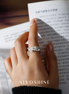多层线条缠绕开口戒指女时尚个性