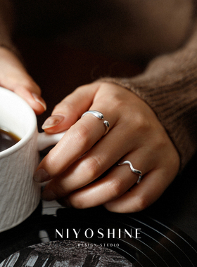 交叉水滴开口戒指女小众设计尾戒