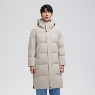 暖频道男士中长款羽绒服冬季新款加厚保暖连帽鸭绒外套抗冻