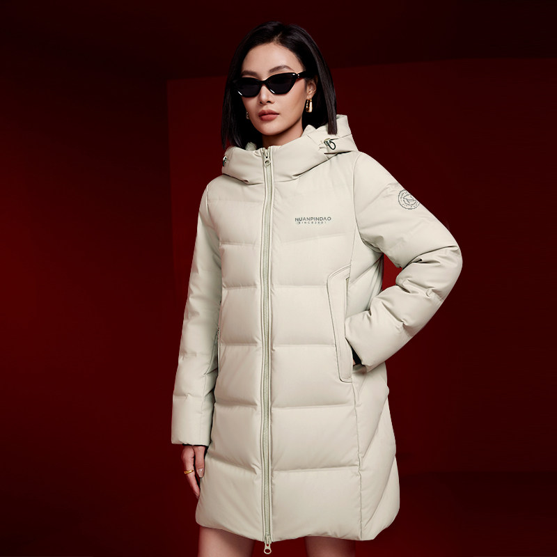 暖频道羽绒服女中长款90鸭绒加厚时尚休闲冬季羽绒服