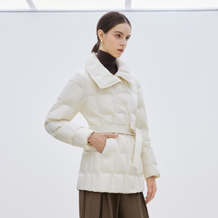 暖频道女士短款加厚鹅绒羽绒服商务收腰轻奢保暖冬季外套面包服