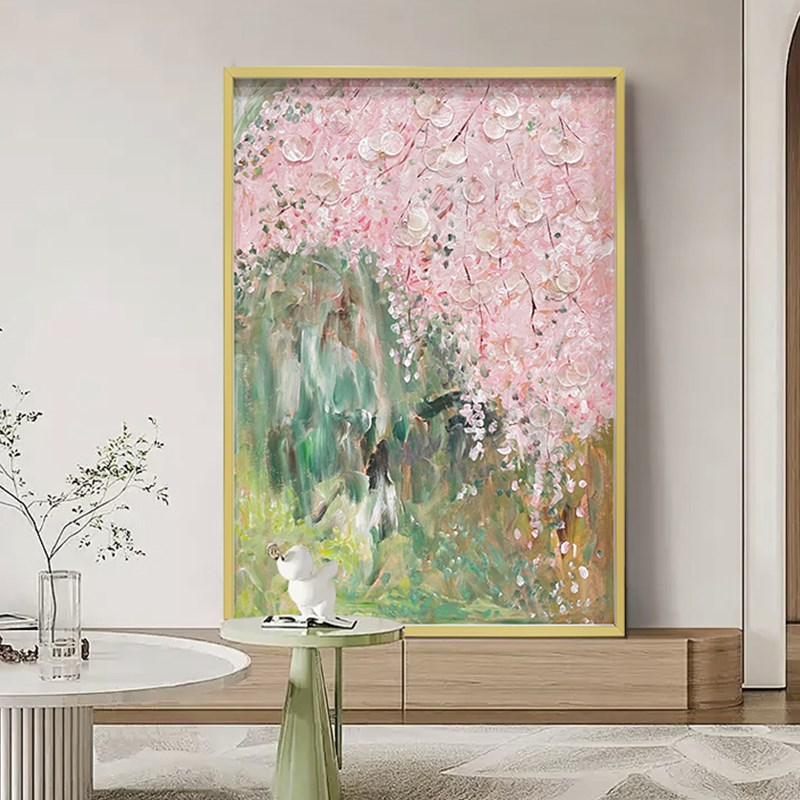 高级感手绘油画家居客厅贝壳装饰画玄关卧室风景画新中式壁饰挂画图片