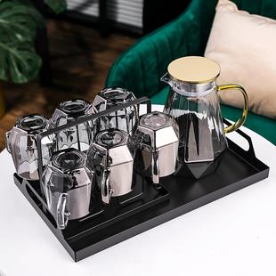 带把玻璃喝水杯家用耐高温大容量凉水壶 高级感客厅待客茶杯套装