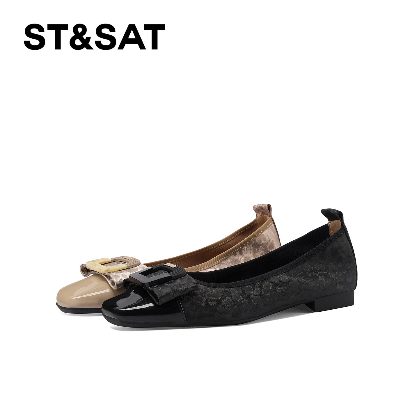 St&Sat/星期六法式浅口低跟方头单鞋百搭方扣一脚蹬气质通勤女鞋,女鞋,浅口单鞋,淘宝优惠券,粉丝福利购,淘宝优惠卷