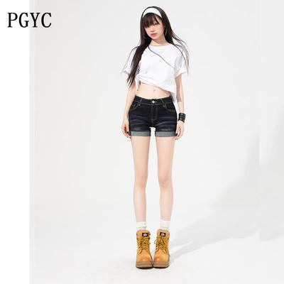 美式辣妹低腰牛仔短裤女2025春夏新款卷边设计感修身显瘦包臀热裤