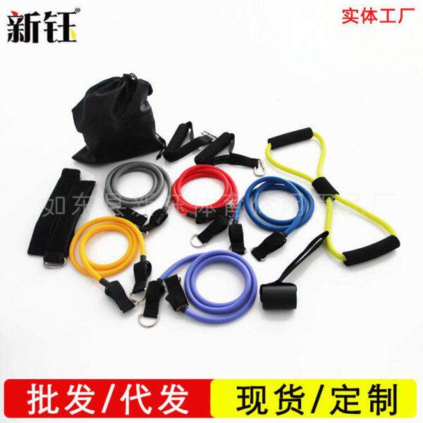 一字拉力器套装健身弹力绳瑜伽带门上健身器材女塑形男扩胸深蹲