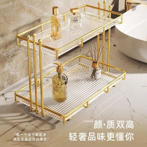 免打孔卫生间置物架浴室洗漱台厕所洗手间壁挂式亚克力桌面收纳架
