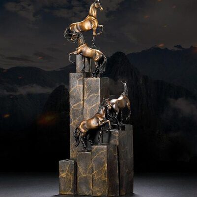 黄铜马摆件商务礼品步步升登马公室桌面摆设送领导升迁礼物