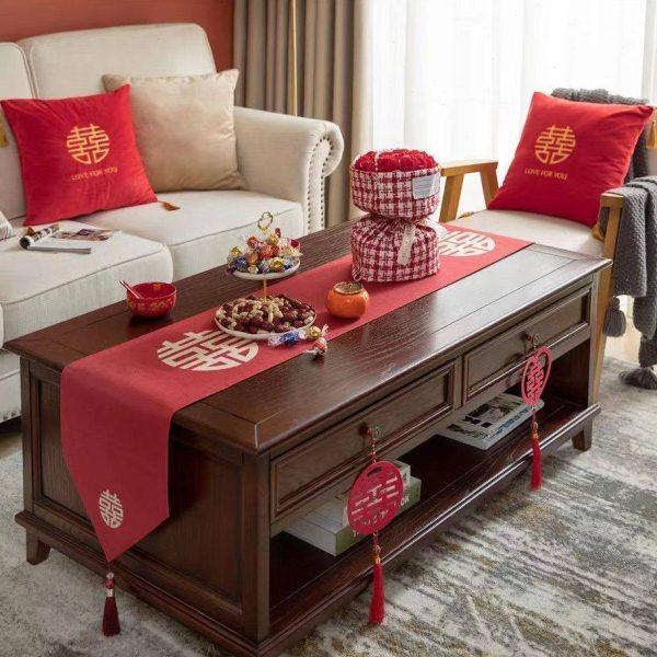 婚房布置中式婚礼桌旗结婚装饰喜字客厅茶几桌布婚庆用品卧室床旗,节庆用品/礼品,婚房装扮用品,淘宝优惠券,粉丝福利购,淘宝优惠卷