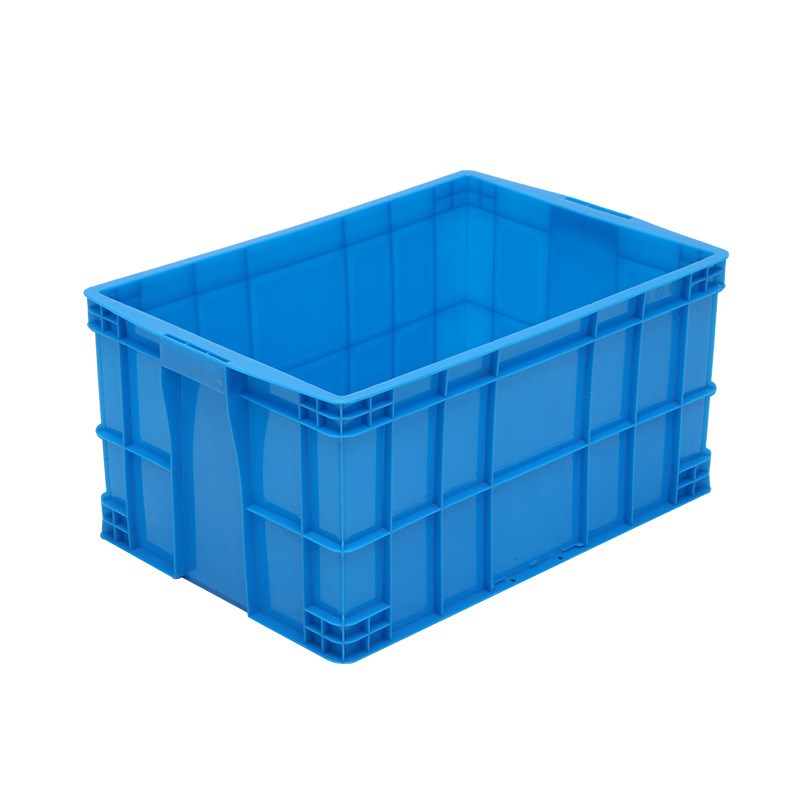 575-300蓝色可带盖周s转箱 物流仓库塑料周转箱食品工厂塑胶周转