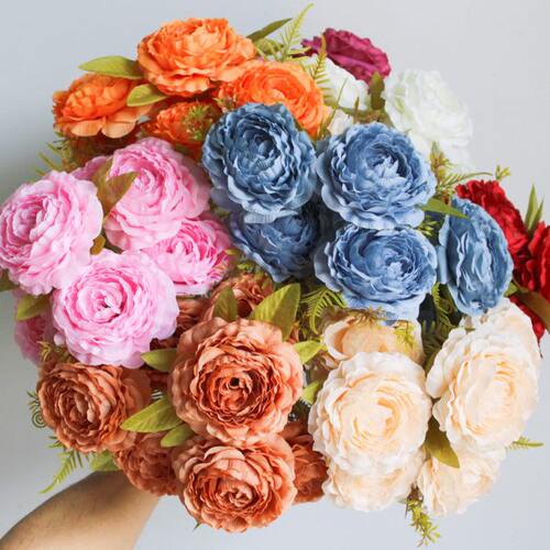 仿真把束洋牡丹多层花瓣餐桌假花插花讲台花婚庆装饰布置假花