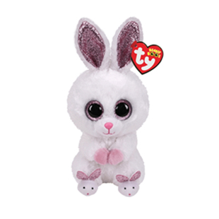 美国ty大花睛i毛绒公仔棉眼球白粉拖鞋兔子可爱小白兔玩具眼大豆
