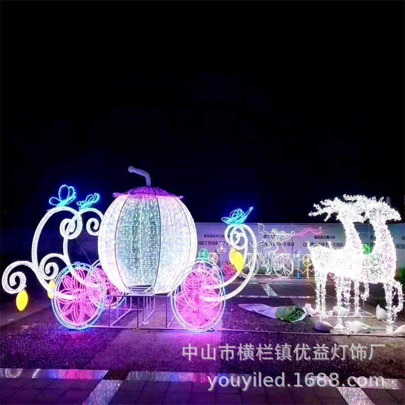 LED鹿拉车造型灯滴胶动物商场公园装饰工程亮化圣诞节日景观灯